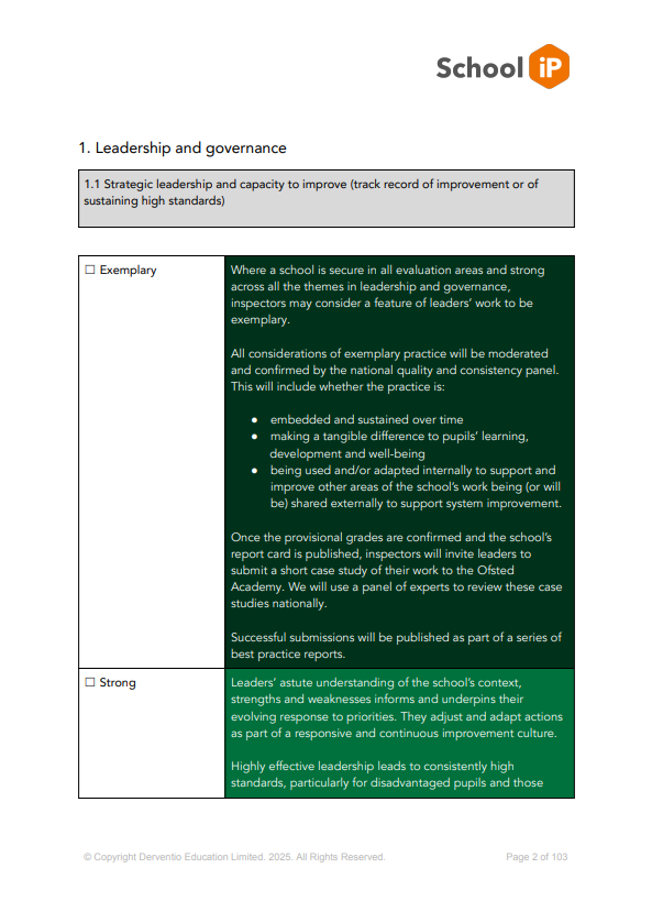 First page of Audit- Ofsted Readiness Tool